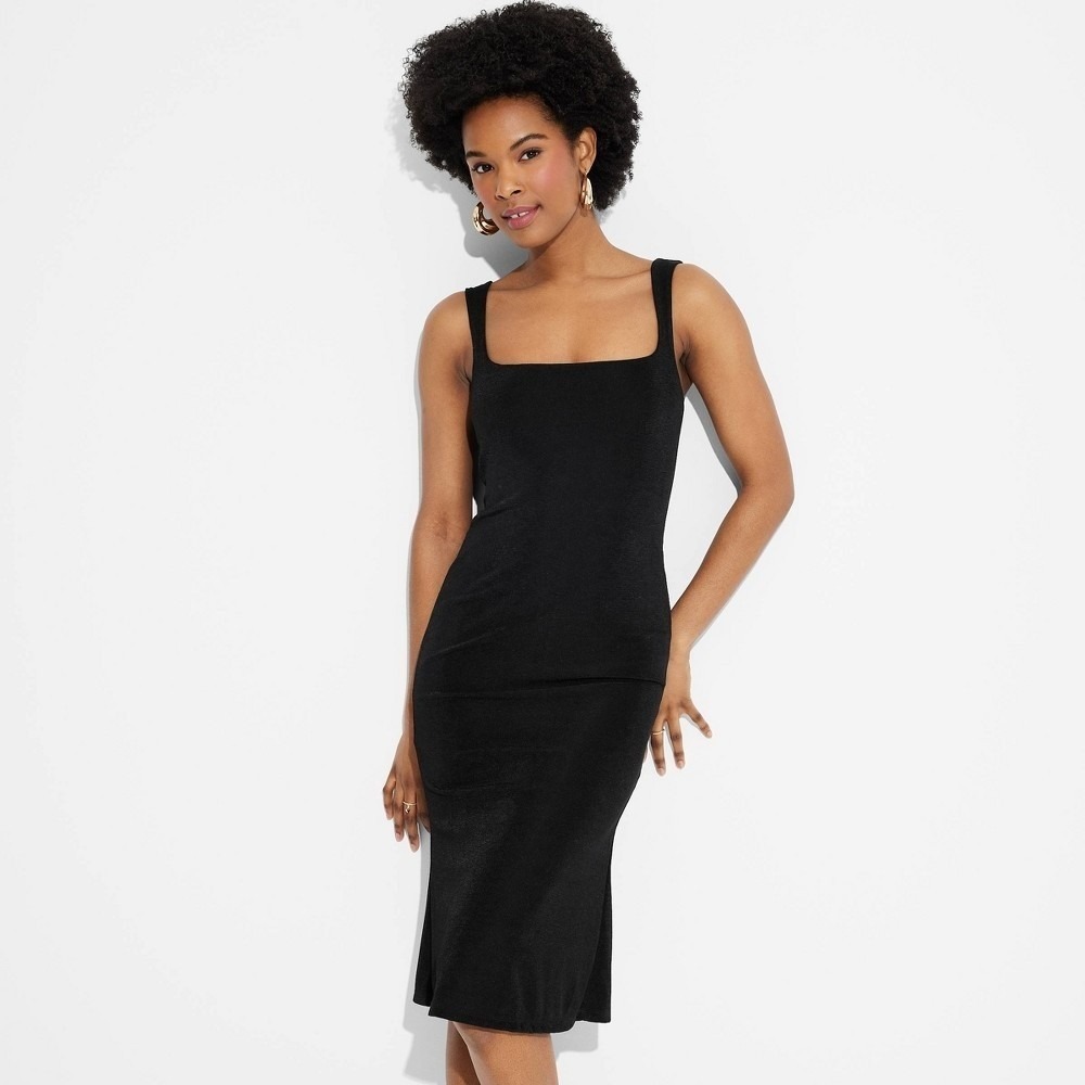 Women's Square Neck MIDI Dress - Wild Fable™ Black S